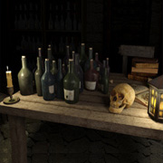 Bottles and skull