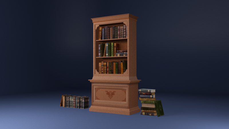 3D Books & Bookcase