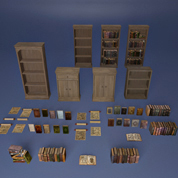 Ancient books and bookcases
