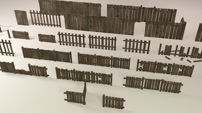 3D Wooden fences