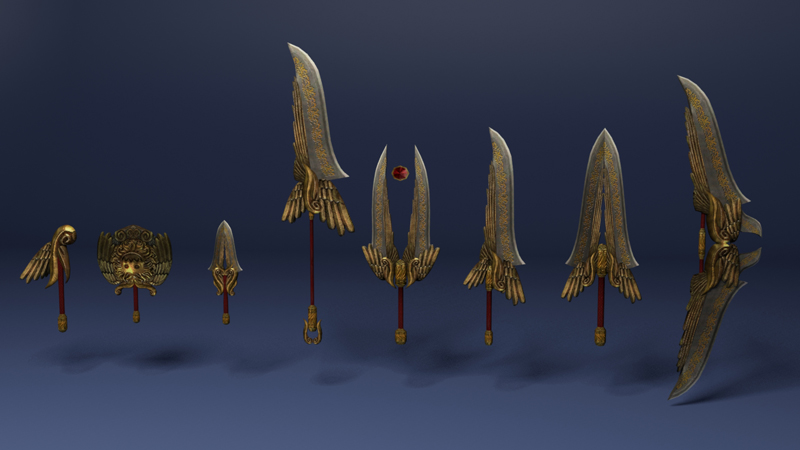 3D Set of Gold Weapons1