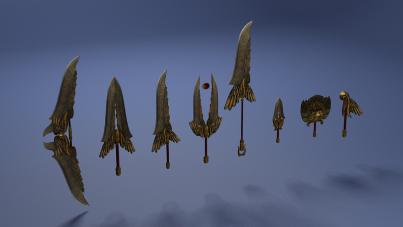 3D Set of Gold Weapons2