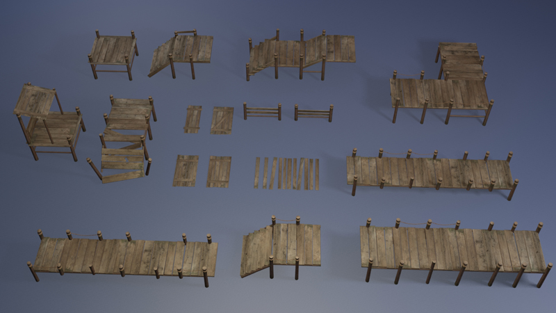 3D Wooden piers
