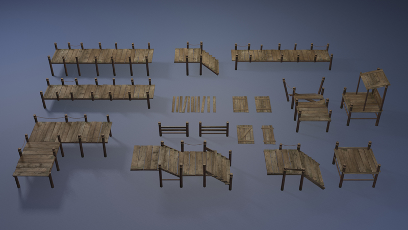 3D Wooden piers2