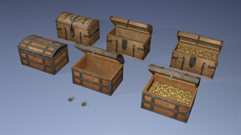 3D Treasure pirate chests