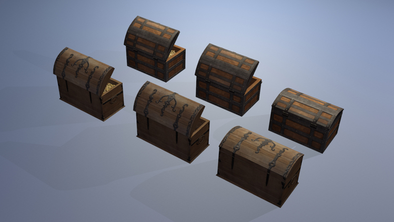 3D Treasure pirate chests2
