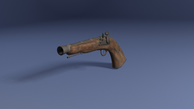 3D Pirate flintlock gun3
